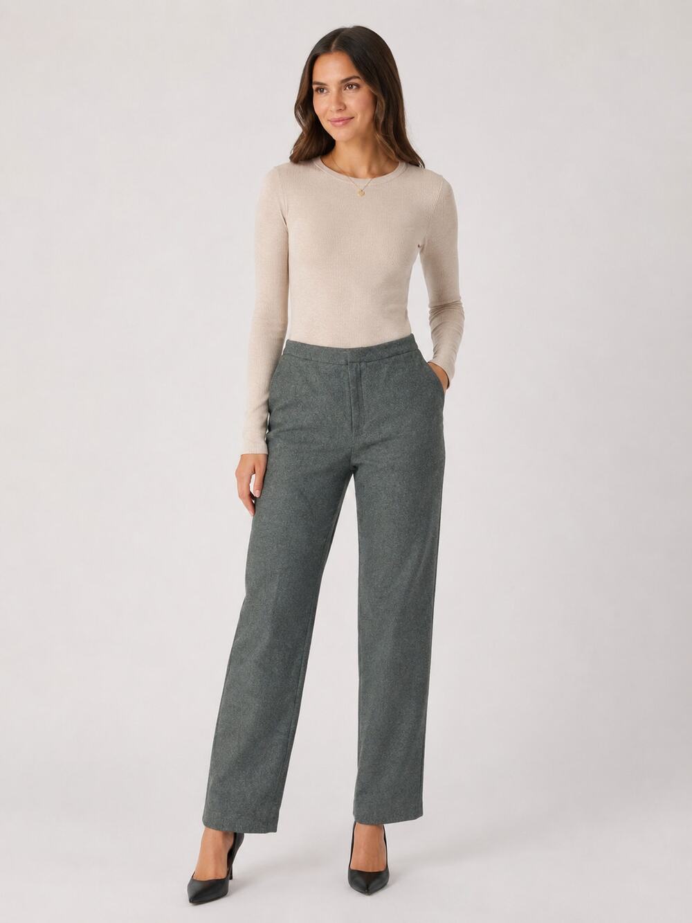 linda allard ellen tracy wool blend pants green size 4